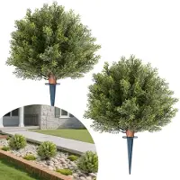 Vevor Konstgjorda Topiary Cypresser med Markspett, 2 Set 406mm Konstbuskar &amp; Buskar Krukväxter, Konstgjorda Sidenträd Ser Äkta Ut För Dekor Veranda Utomhus Inomhus Terrass Trädgård Balkong Bakgård