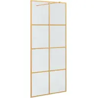 vidaXL Walk-in Duschvägg Guld 90 x 195 cm härdat glas