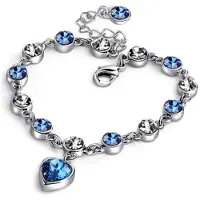 YIRAN Jewelry 925 Sterling Silver Charm Safir Hjärta Armband Kedja För Kvinnor Mode Förlovningsfest Smycken Gåva gray