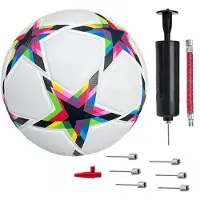TOMTOP JMS Storlek 5 Fotboll Träningsmatcher Fotboll Mjuk PU-läder Fotboll med Uppblåsningspump & Size 5