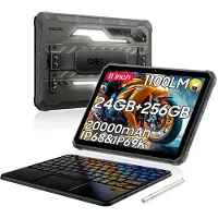 Oscal SPIDER 10 5G Rugged Tablets Android 15 11 tums Skärm 8+8 GB RAM 256GB ROM Surfplatta 20000mAh 268.2*179.6*17mm with keyboard svart