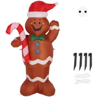 Konnwei 4.92ft Jul Uppblåsbar Pepparkaksgubbe Söt Snabb Uppblåsning Blås Upp Pepparkaksgubbe för Trädgård