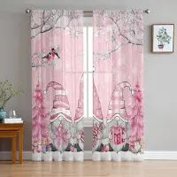 Yiran Furniture Jul Vinter Snöflinga Gnome Voile Gardiner För Sovrum Tyll Fönster Gardin För Vardagsrum Skira Gardiner Persienner Draperier W135 x H115cm x1&Grommet Top white