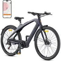 KUKIRIN ENGWE N1 Pro - Vélo électrique 27,5 pouces - Autonomie de 100 km - Batterie 36 V 10 Ah - Cadre en fibre de carbone - Gris grå