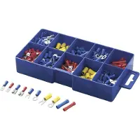 TRU COMPONENTS 732038-450 kläm-/kopplingsstycken-sortiment 0,50–2,50 mm² blå/gul/röd 450 st.