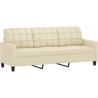 vidaXL 3-sitssoffa gräddvit 180 cm konstläder
