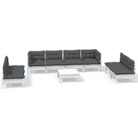vidaXL Loungegrupp med dynor 9 delar massiv furu