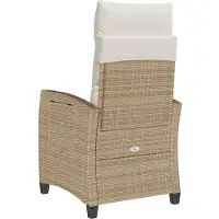 vidaXL Fällbar trädgårdsstol med sidobord beige konstrotting
