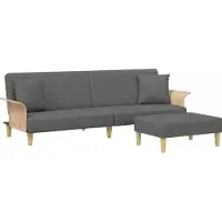 vidaXL Bäddsoffa 2-sits med kuddar och fotpall mörkgrå sammet