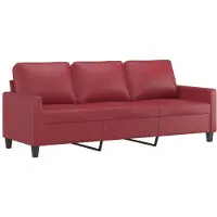 vidaXL 3-sitssoffa vinröd 180 cm konstläder