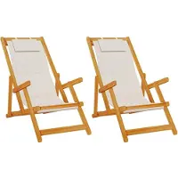 vidaXL Strandstol med kudde 2 pcs Brun Massivt Akaciaträ
