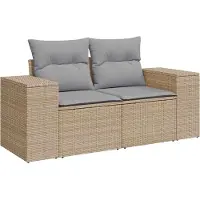 vidaXL Trädgårdsoffset med kudde 11 pcs Beige konstrotting
