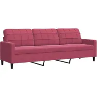 vidaXL 3-sitssoffa vinröd 210 cm sammet