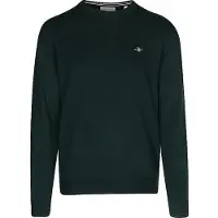 Gant för män. 87211 Rundhalsad tröja i mycket fin grön fårull (S), Casual, Marino