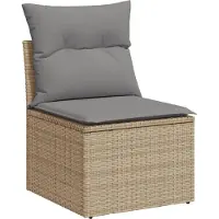 vidaXL Soffgrupp för trädgården med dynor 13 delar beige konstrotting