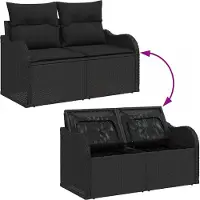 vidaXL Trädgårdsoffset med kudde med lagring 8 pcs Svart Poly rattan