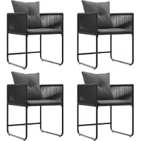 vidaXL Sittpuff med kudde 4 delar Svart och antracit Konstrotting 42003027
