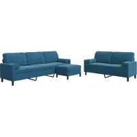 vidaXL Soffgrupp med dynor och bolster 3 delar blå sammet