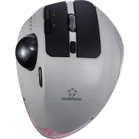 Renkforce RF-WLEM-500 Trackball Sladdlös, Trådlös, Bluetooth Optisk Grå, Svart 7 Knappar 400 dpi, 800 dpi, 1600 dpi, 2400 dpi, 4800 dpi Ergonomisk,