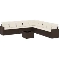vidaXL Loungegrupp 10 delar med brun dynor konstrotting