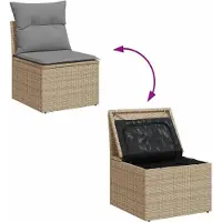 vidaXL Trädgårdssoffset med dynor 7 delar beige konstrotting akaciaträ