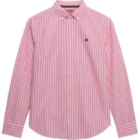 Superdry för kvinnor. W4010565A Slim fit oxfordskjorta rosa (M), Casual, Bomull, Lång ärm