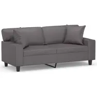 vidaXL 2-sits soffa med prydnadskuddar grå 140 cm konstläder