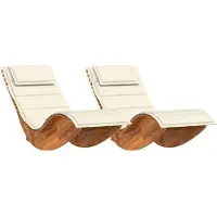 vidaXL Solstol med kudde 2-person 2 pcs Brun Massivt Akaciaträ