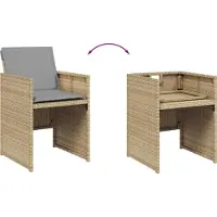 vidaXL Trädgårdsstolar med dynor 4 st blandad beige konstrotting