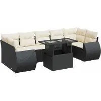 vidaXL Loungegrupp för trädgården med dynor 8 delar svart konstrotting