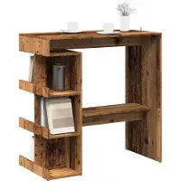 vidaXL Barbord med hyllor, antikt trä, 100x48x101,5 cm