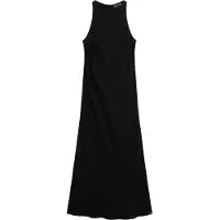 Superdry för kvinnor. W8011628A Midiklänning i svart satin (XS), Casual, Viskos, Ärmlös / Hängselbyxor