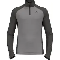 Odlo Men's Tn Long Sleeve Halfzip Natural Grey Melange - Dark Grey Melange