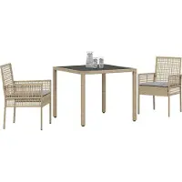 vidaXL Trädgårdsmöbelset 3 pcs Beige konstrotting