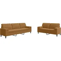 vidaXL Soffgrupp med dynor och bolster 2 delar brun sammet