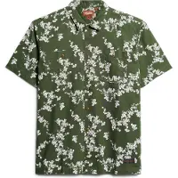 Superdry för män. M4010793A Grön kortärmad strandskjorta (S), Casual, Bomull, Kort ärm
