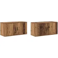vidaXL Väggmonterad TV-byrå Set 2 pcs Gammalt trä 80 x 34,5 x 40 cm