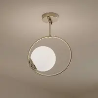 Opviq Taklampa Dolunay, Ø 26 cm, guldfärgad, glas, E27 Dolunay , dimbar, Mässing / guld, Vardagsrum / matsal, Metall, Modern