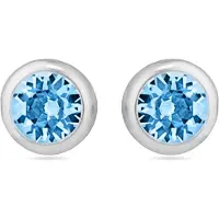 Luxenter Essential örhängen i 925 sterling silver och akvamarin zirkonia med rhodiumpläterad finish