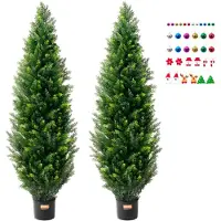 Vevor 2-pack 152,4 cm konstgjord cederträd topiary konstväxt UV-dekor inomhus/utomhus