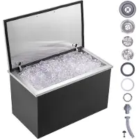 Vevor kylbox för nedsänkbar kylning, 61 cm L x 51 cm B x 38 cm H rostfritt stål, kommersiell islåda med gångjärnsförsett lock, 1,8 liter isbar för utomhuskök, avloppsrör och avtappningsplugg ingår, fö