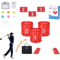 Vevor Golfspel för trädgården, 3-håls golfbana, övningsspel för golf, chipping-spel för familj, vuxna och barn, bärbart golfspel för utomhusbruk för gräsmatta, gård, camping, park, strand