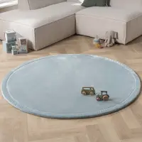 Little Olly Rund lekmatta | Jip blå hos Volero | Ø 200 cm | Polyester | Enfärgad | Rund | Plattvävd