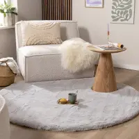 NATURL. Rund fluffig matta | Comfy Supreme grå hos Volero | Ø 80 cm | Polyester | Enfärgad | Rund | Hög lugg