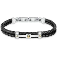 Maserati Jewels Svart Läder och Rostfritt Stål JM422AVE11 Armband För Män