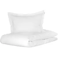 Turiform Junior påslakanset 100x140 cm - 100% ekologisk bomullssatin - Vita jacquardvävda ränder