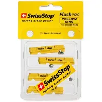 Swissstop Klotsinsatser till fälgbroms: FlashPro gul King Carbon för fälgar, för SRAM/Shimano och Campagnolo med fästskruv, bromsklossar för landsväg, inga clips: nej