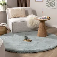 NATURL. Rund fluffig matta | Comfy Supreme blågrön hos Volero | Ø 160 cm | Polyester | Enfärgad | Rund | Hög lugg