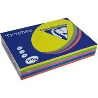 Clairefontaine 160g A4 papper | intensiv gul/grön/orange/blå/rosa | 1713C | 250 ark