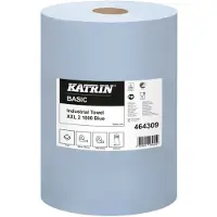 Katrin Industrirulle, verkstadsrulle, Basic, 2-lagers, 360m x 38cm, Ø29cm, blå, blandade fibrer - (2 rullar per kartong)